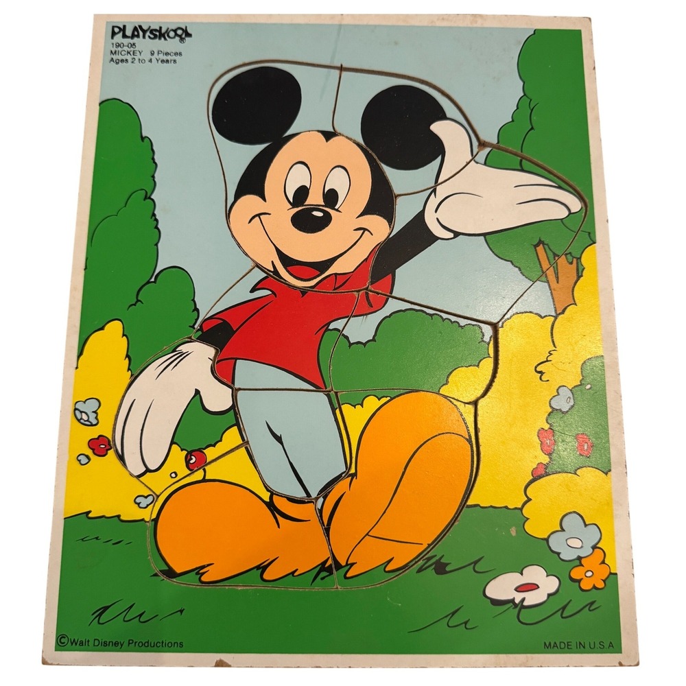 Playskool‎ Mickey Mouse 9 Piece Wooden Peg Puzzle Ages 2 to 4 Years Walt Disney